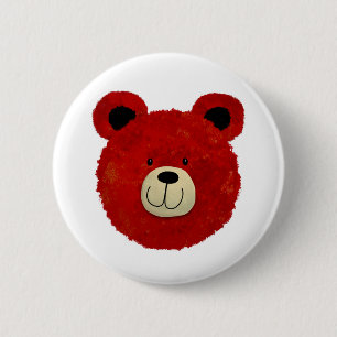 Bóton Redondo 5.08cm Urso Vermelho