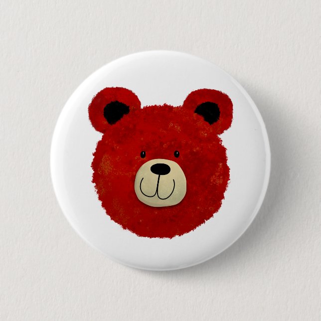 Bóton Redondo 5.08cm Urso Vermelho (Frente)