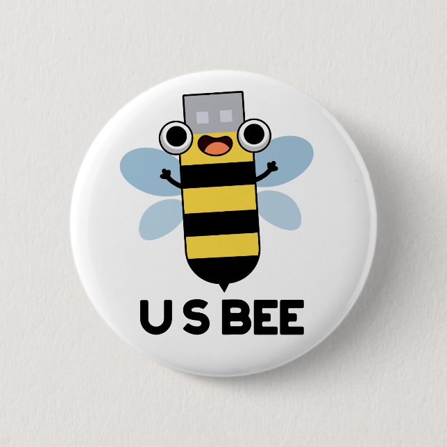 Bóton Redondo 5.08cm US Bee Funny USB Technical Pun (Frente)