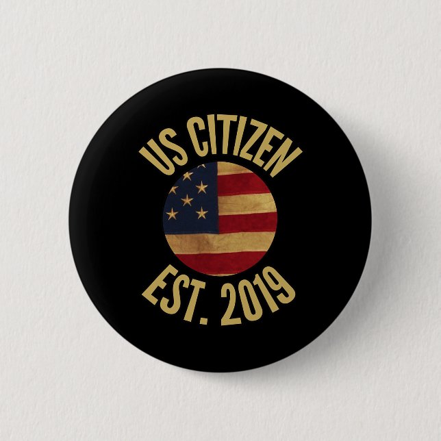 Bóton Redondo 5.08cm Us Citizenship 2019 Gif American Flag Usa  (Frente)