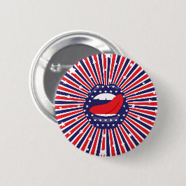 Bóton Redondo 5.08cm USA 250 4th of July Patriotic Lips Round Button