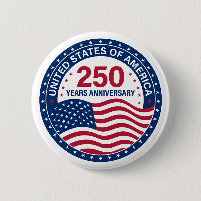 Bóton Redondo 5.08cm USA 250 Years Anniversary Flag Button (Frente)