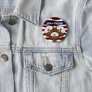 BÓTON REDONDO 5.08CM "USA 4 TRUMP", RED, WHITE AND BLUE ELECTION BUTTON