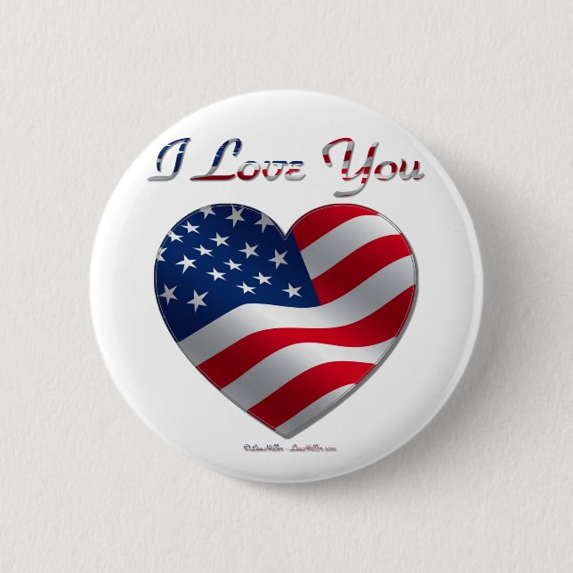 Bóton Redondo 5.08cm USA Flag Heart I Love You (Frente)