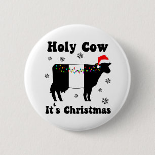Bóton Redondo 5.08cm Vaca de Natal Engraçada Abaixo Galloway Beltie Gif