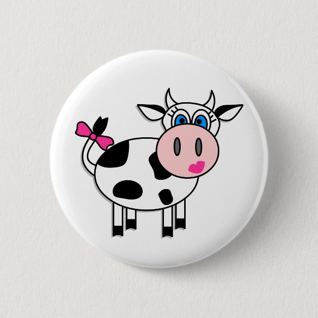 Bóton Redondo 5.08cm Vaca feliz da menina (Frente)