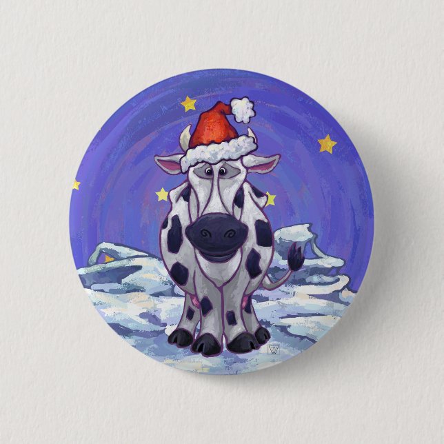 Bóton Redondo 5.08cm Vaca Natal (Frente)