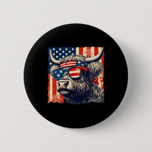 Bóton Redondo 5.08cm Vaca Sungles American Flag 4 De Julho Farmer