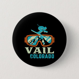 Bóton Redondo 5.08cm Vail Colorado Mountain Vintage Retro Skiing E Sn