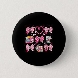 Bóton Redondo 5.08cm Valentine Escola Coquete Laço Lápis Menina Criança