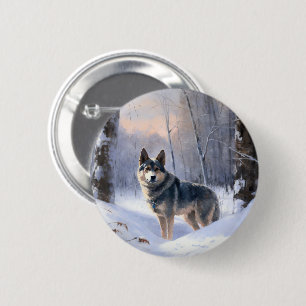 Bóton Redondo 5.08cm Vallhund Sueco Deixe Nevar Natal