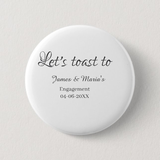 Bóton Redondo 5.08cm Vamos brindar para nome da festa de noivado data e (Frente)