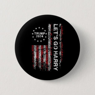 Bóton Redondo 5.08cm Vamos Harry Engraçado Trump 2024 Bandeira dos EUA