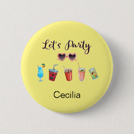 Bóton Redondo 5.08cm Vamos Party Summer Personalizado com Nome