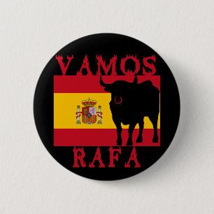Bóton Redondo 5.08cm Vamos Rafa com a bandeira da espanha