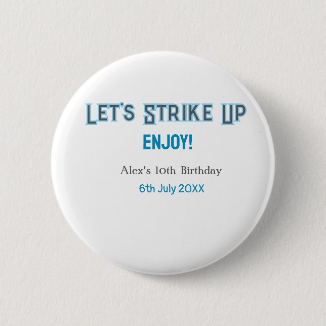 Bóton Redondo 5.08cm Vamos sobe cinza azul feliz nome de 10 anos (Frente)