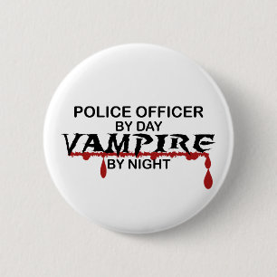 Bóton Redondo 5.08cm Vampiro do agente da polícia em a noite