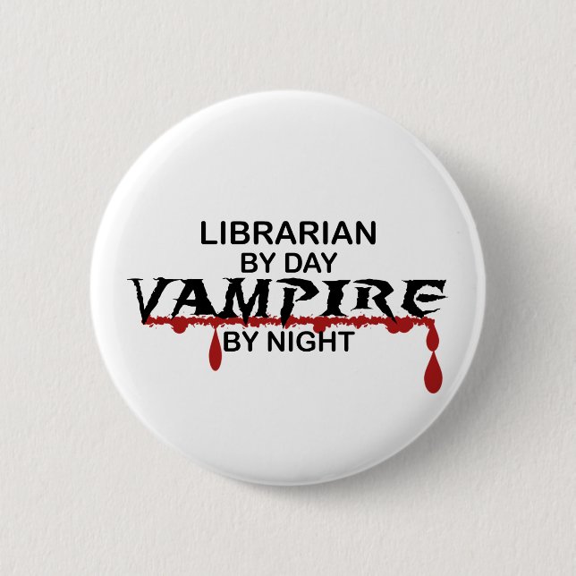 Bóton Redondo 5.08cm Vampiro do bibliotecário em a noite (Frente)