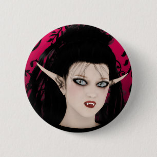 Bóton Redondo 5.08cm Vampiro gótico da arte da diva escura