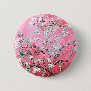 Bóton Redondo 5.08cm Van Gogh Almond Blossomo Azul Rosa