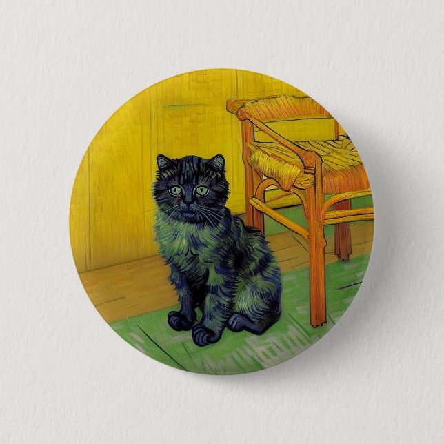 Bóton Redondo 5.08cm Van Gogh Black Cat (Frente)