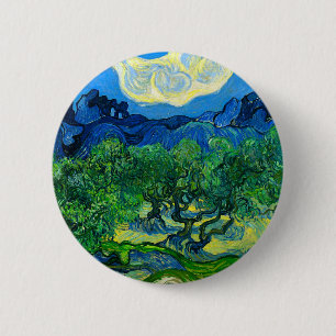 Bóton Redondo 5.08cm Van Gogh Olive Trees em Paisagem Montanhosa