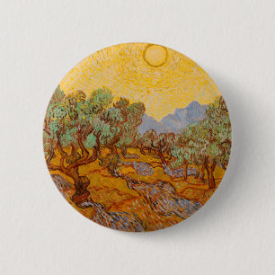 Bóton Redondo 5.08cm Van Gogh Olive Trees Yellow Sun Sky