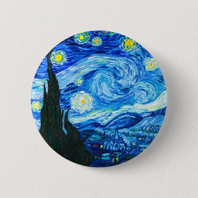 Bóton Redondo 5.08cm Van Gogh Starry Night (Frente)