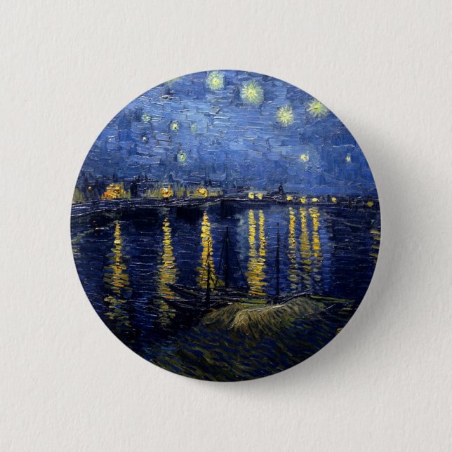 Bóton Redondo 5.08cm Van Gogh Starry Night Over Rhone (Frente)
