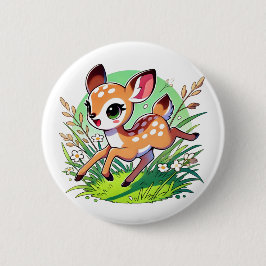Bóton Redondo 5.08cm Veado adorável com manchas rodando