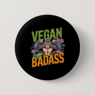 Bóton Redondo 5.08cm Vegan Bodybuilder Weightlifter Gorilla