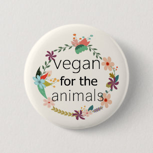Bóton Redondo 5.08cm Vegan para os animais design floral