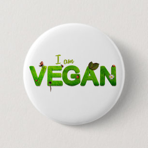 Bóton Redondo 5.08cm Vegan Vegetarian Love Save Animal Veg Eat Button