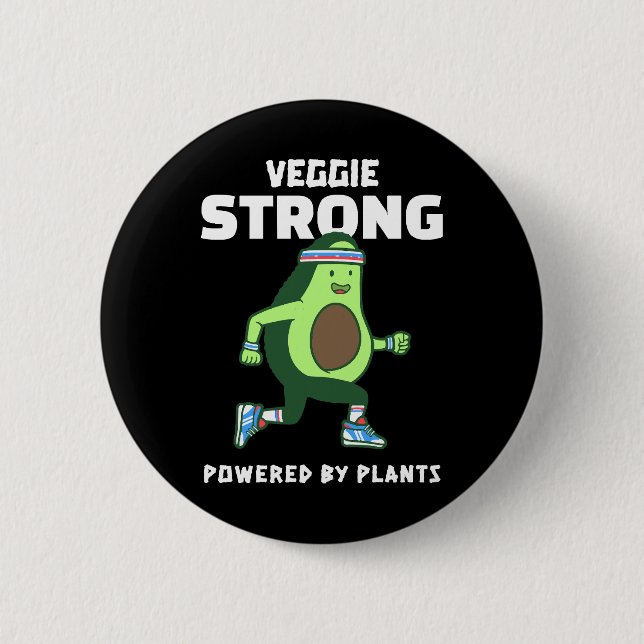 Bóton Redondo 5.08cm Veggie Strong, Poderoso pelas plantas (Frente)