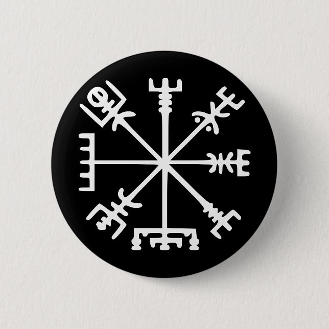 Bóton Redondo 5.08cm Vegvísir (compasso de Viking) (Frente)