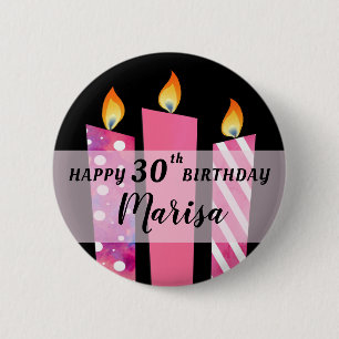Bóton Redondo 5.08cm Velas Pinkadelic Adicionar Presente de Aniversári