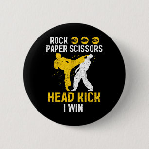 Bóton Redondo 5.08cm Vencedor da Tesoura de Papel Rock - Taekwondo Kara