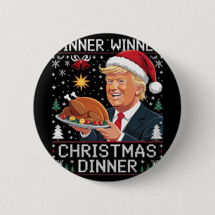 Bóton Redondo 5.08cm Vencedor Vencedor Jantar de Natal Papai Noel Trump