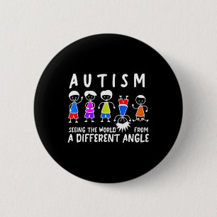 Bóton Redondo 5.08cm Vendo O Mundo De Um Ângulo Diferente Autismo Awa