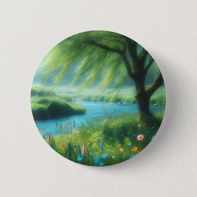 Bóton Redondo 5.08cm Vento no Salgueiro (Frente)