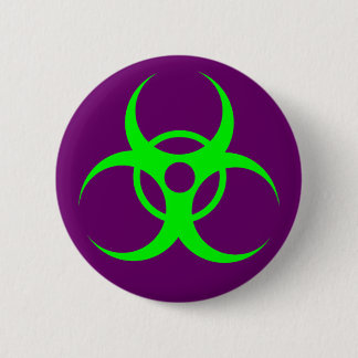 Bóton Redondo 5.08cm Verde do Biohazard no botão roxo