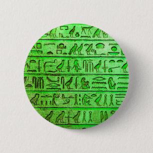 Bóton Redondo 5.08cm Verde egípcio antigo dos Hieroglyphs