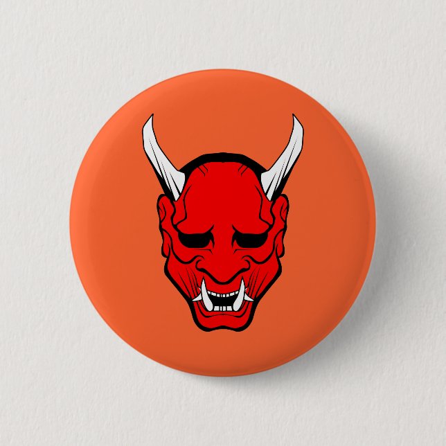 Bóton Redondo 5.08cm Vermelho da máscara do diabo de Oni (Frente)