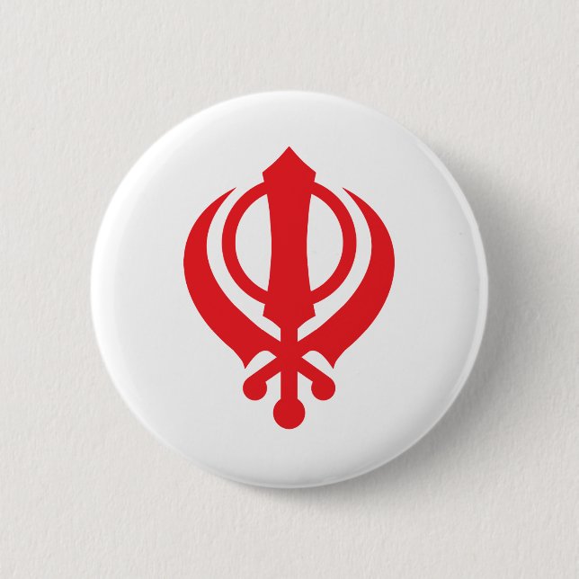 Bóton Redondo 5.08cm Vermelho de Khanda do sikh (Frente)