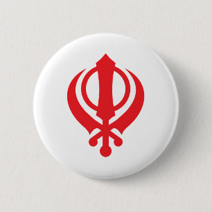 Bóton Redondo 5.08cm Vermelho de Khanda do sikh