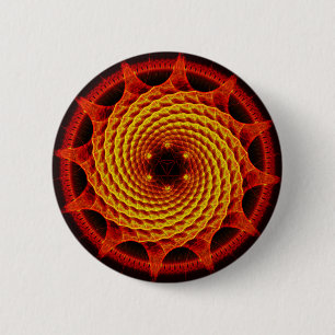 Bóton Redondo 5.08cm Vermelho espiral da mandala de Merkaba (geometria