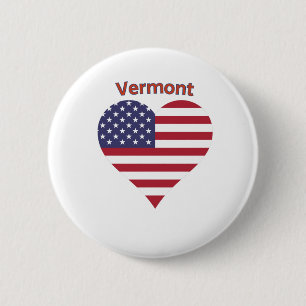 Bóton Redondo 5.08cm Vermont American Flag Heart