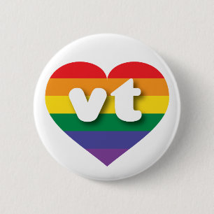 Bóton Redondo 5.08cm Vermont orgulho gay arco-íris coração - mini am