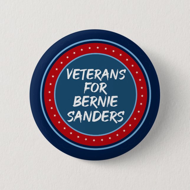 Bóton Redondo 5.08cm Veteranos para Bernie Sanders (Frente)