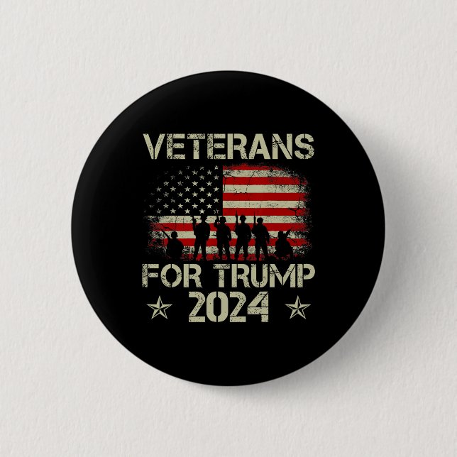 Bóton Redondo 5.08cm Veteranos Para Trump 2024 Bandeira Americana 4 De  (Frente)